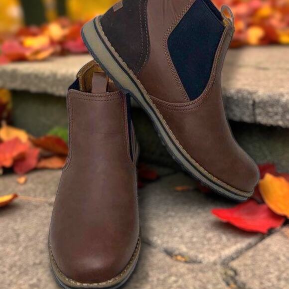 NWOT Men\'s 9 IZOD Lucas Formal Office Dress Brown Leather Chelsea Boots 1413016 main image 12